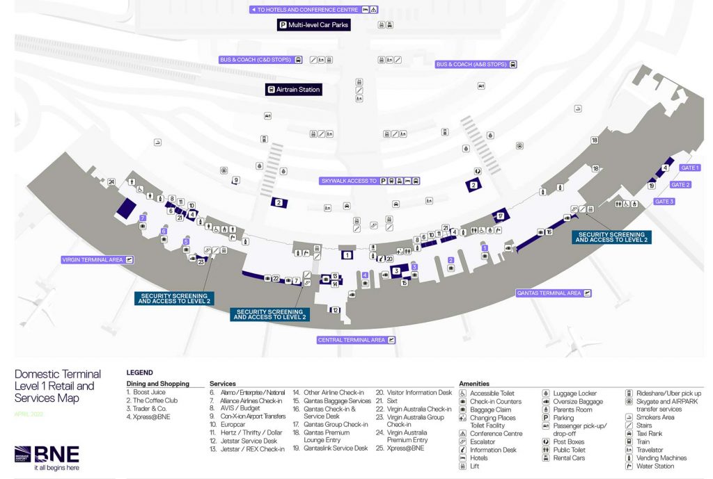 Domestic Terminal map Brisbane Airport